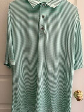 Men's Footjoy Striped golf Polo Shirt in Mint Green stripes size large